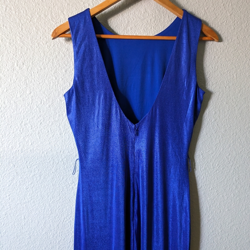 New Dress The Population Karlie Low Back Bodycon Midi Dress Royal Blue Sz.M - Picture 10 of 13